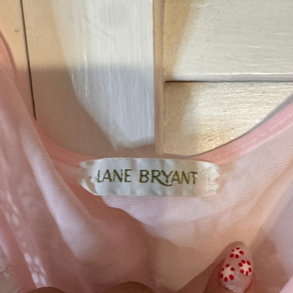 VTG LANE BRYANT Chiffon Peignoir Baby Pink Set with Lace & Rosette Detail SZ XL - Picture 3 of 3